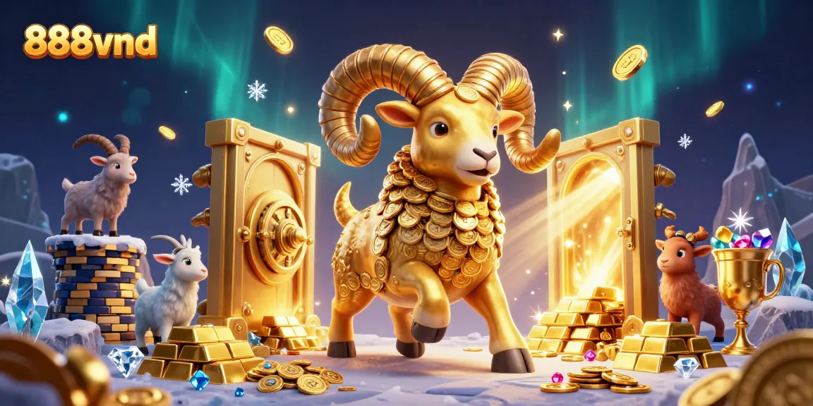 Play at 888vnd's vibrant 3D casino scene showcasing exciting slot games and treasures.