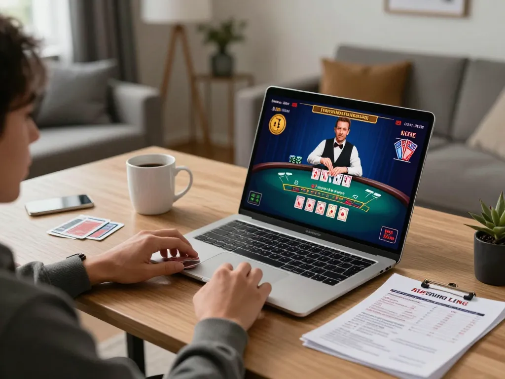 58win live dealer blackjack game in immersive home gaming setup