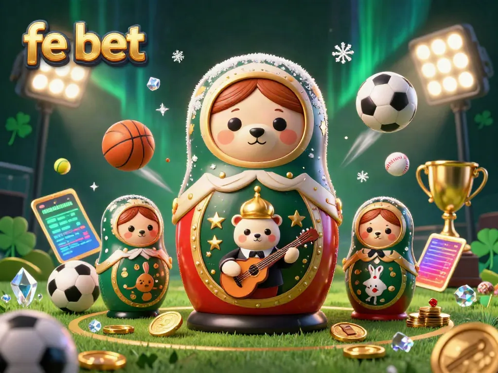 Engage in sports betting with the lively fe bet illustration showcasing playful casino themes and sports elements.