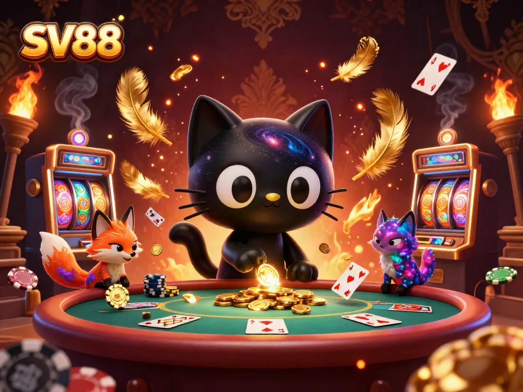 Experience thrilling gameplay with SV88's dynamic casino scene and engaging characters.