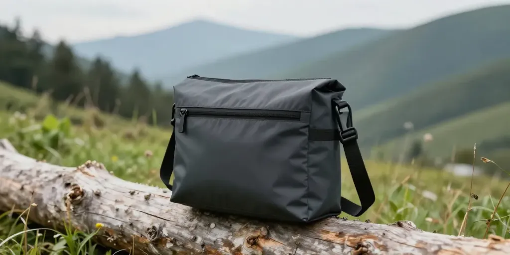 Outdoor Umhängetasche Herren in der Natur für Abenteuer und Reisen.