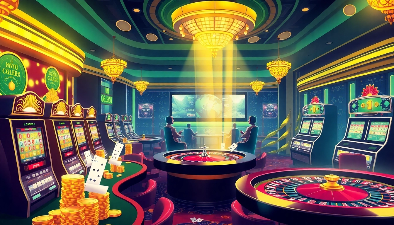 Experience thrilling gameplay at gg88 media with diverse casinos, poker chips, and vibrant slot machines.