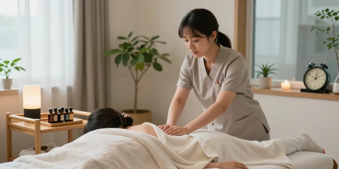 강북출장마사지 therapy in a tranquil home setting, showcasing a peaceful massage experience.