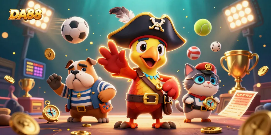 Experience thrilling wins with DA88 in this vibrant pirate-themed casino scene.