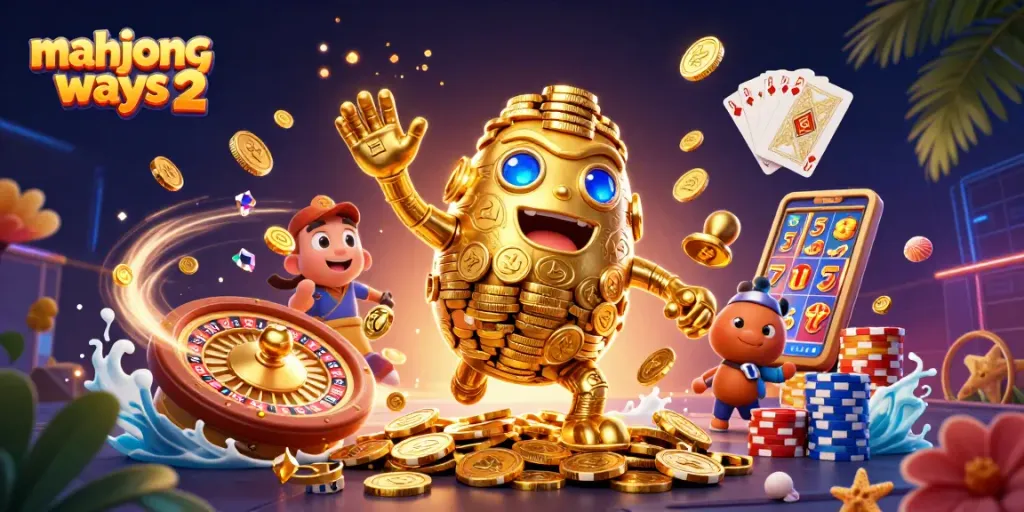 Enjoy winning spins with mahjong ways 2 in a vibrant casino scene filled with golden treasures.