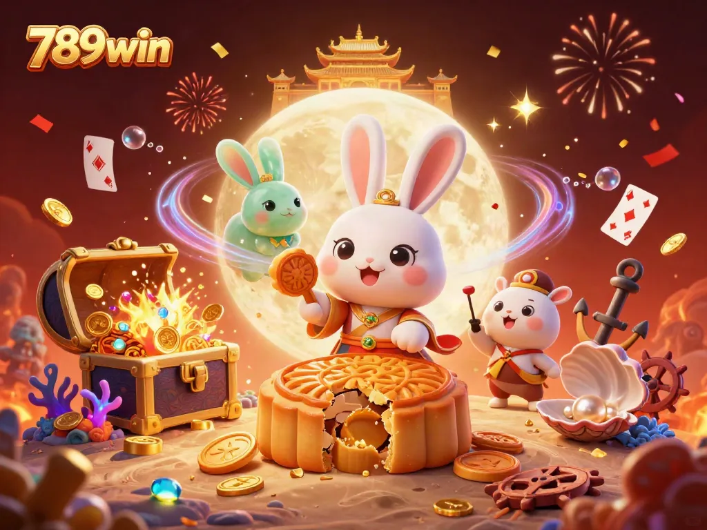 Experience thrilling gameplay at 789win with a vibrant casino-inspired lunar scene filled with poker chips.