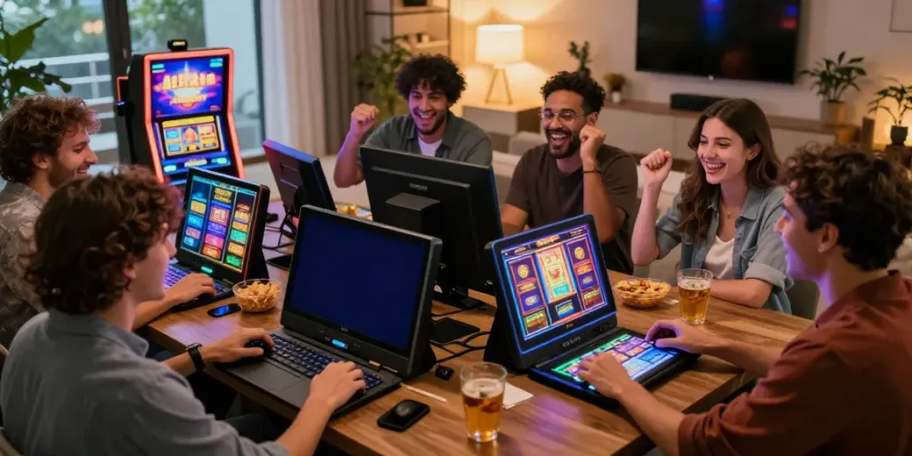 Momen bermain slot gacor di rumah bersama teman, penuh keceriaan dan kebersamaan