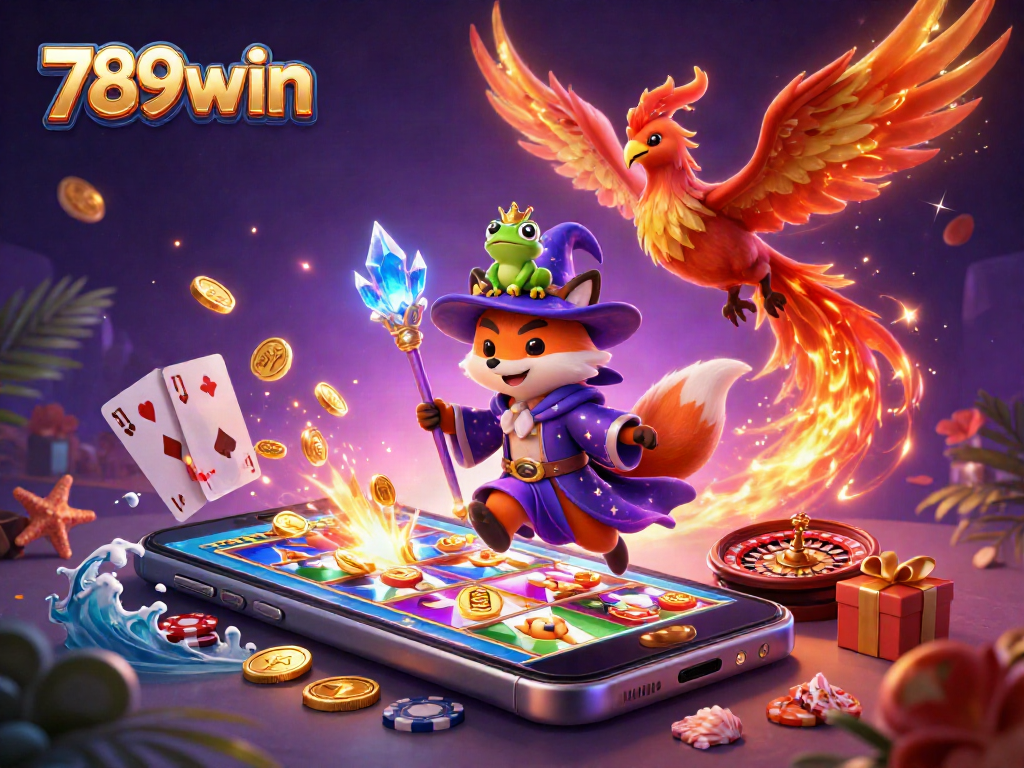 Spin to win on 789win with a vivid 3D casino scene featuring magical elements.