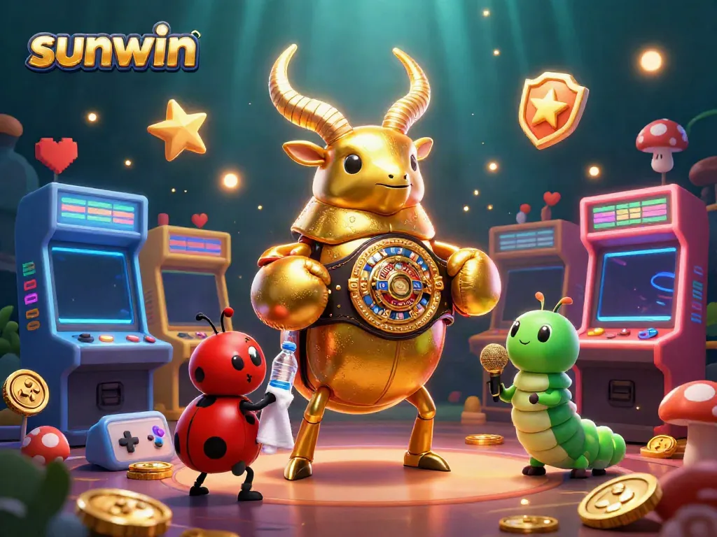 Experience the excitement of sunwin with a dynamic gaming showdown featuring a golden stag beetle champion.