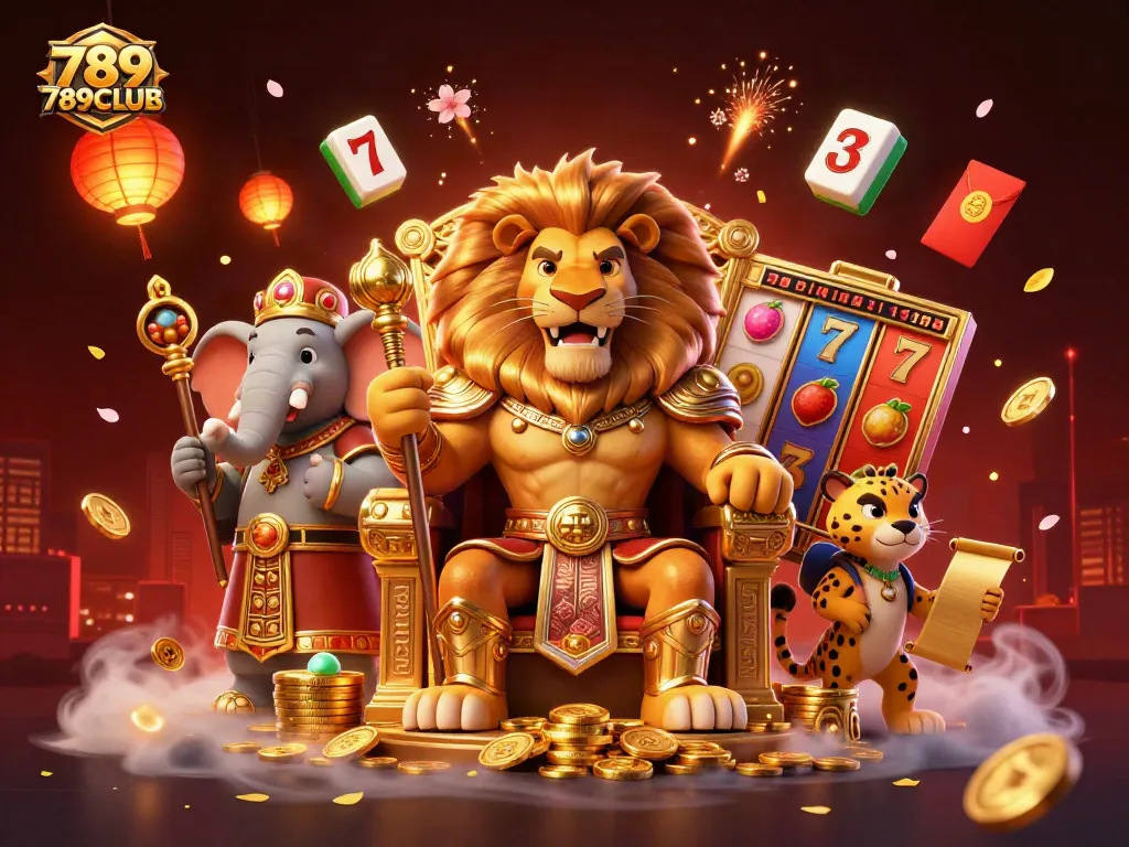 Experience thrilling gameplay at 789CLUB with a vibrant 3D casino illustration featuring majestic characters and dynamic gaming elements.