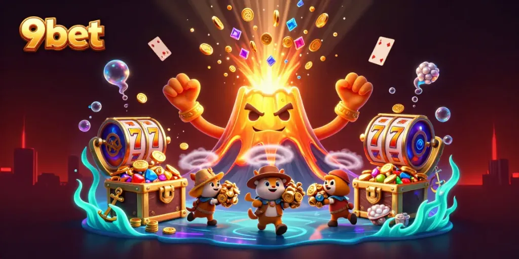 Experience thrilling gameplay with 9bet's dynamic casino scene full of treasure and excitement.