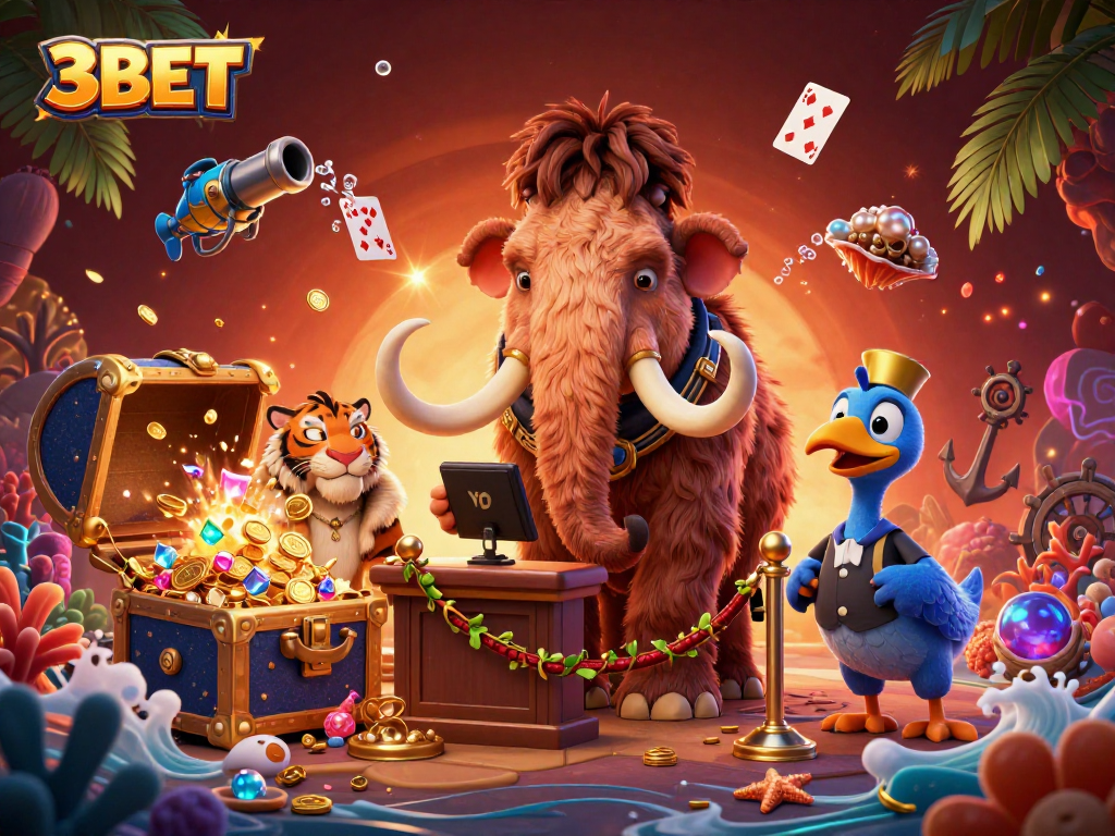 3BET gamblers enjoy vibrant underwater casino scene with dynamic characters and colorful elements.