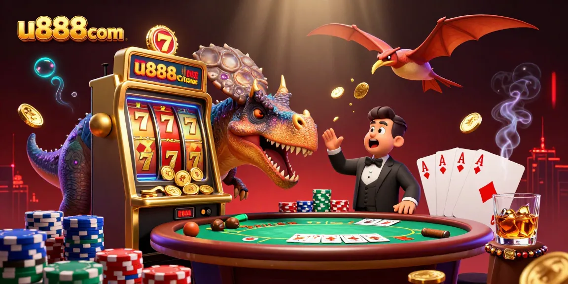 u888com triggers jackpot coins with dynamic casino characters in an exciting scene