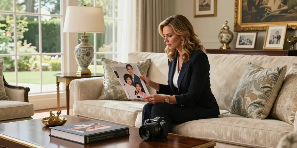 Tucker Carlson Wife Heiress Net Worth displayed in a luxury living space highlighting family legacy and affluence.