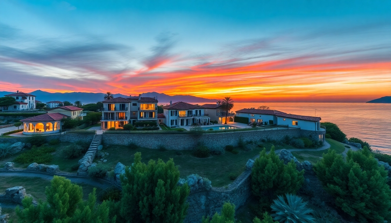 Stunning view of Nordzypern Immobilien kaufen with luxurious villas by the Mediterranean Sea.