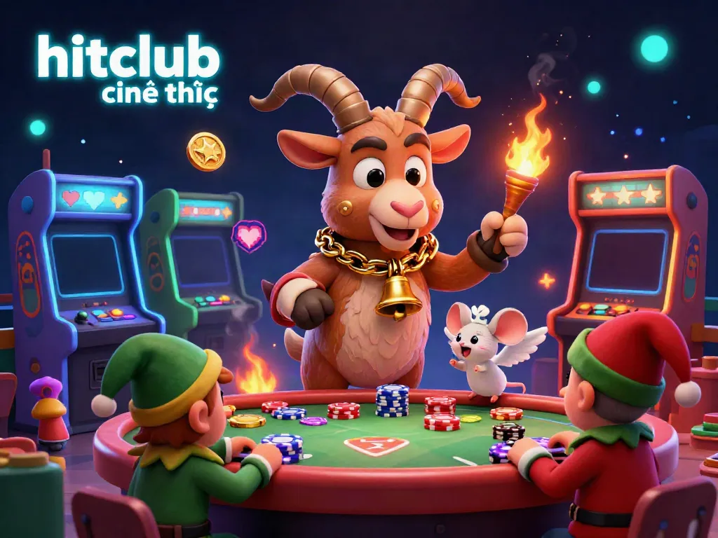 Experience thrilling action at hitclub chính thức with a festive casino scene featuring characters and dynamic gaming elements.