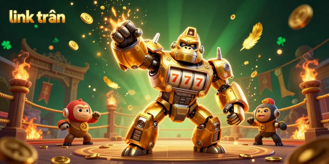 Engage in thrilling gameplay with link trần, a dynamic 3D illustration featuring a golden gorilla mech.