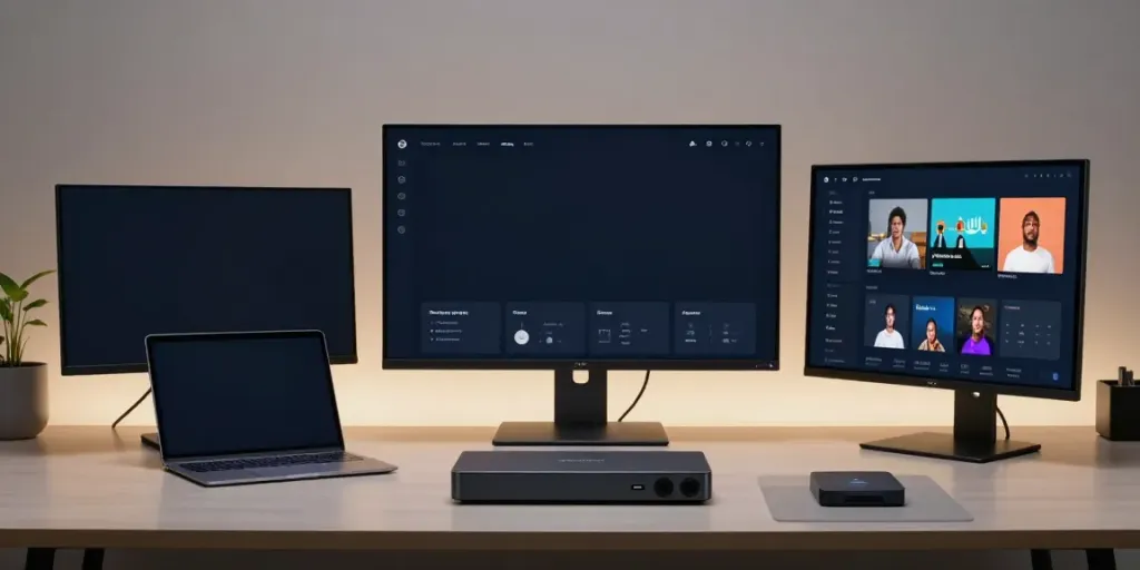 IPTV Line kaufen: Übersicht der Streaming-Technologien und Benutzeroberfläche auf mehreren Geräten.