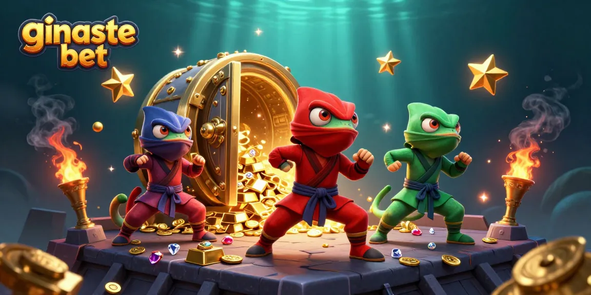 ginaste bet features a ninja chameleon team amidst treasures and action, perfect for thrilling bets.