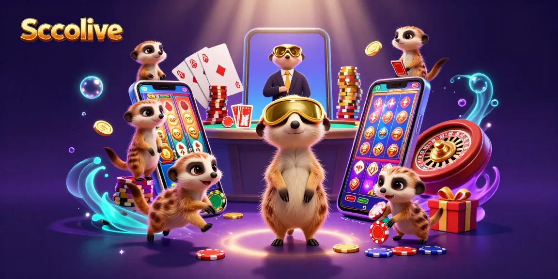 Experience the excitement of Socolive in this vibrant casino scene with lively meerkats!