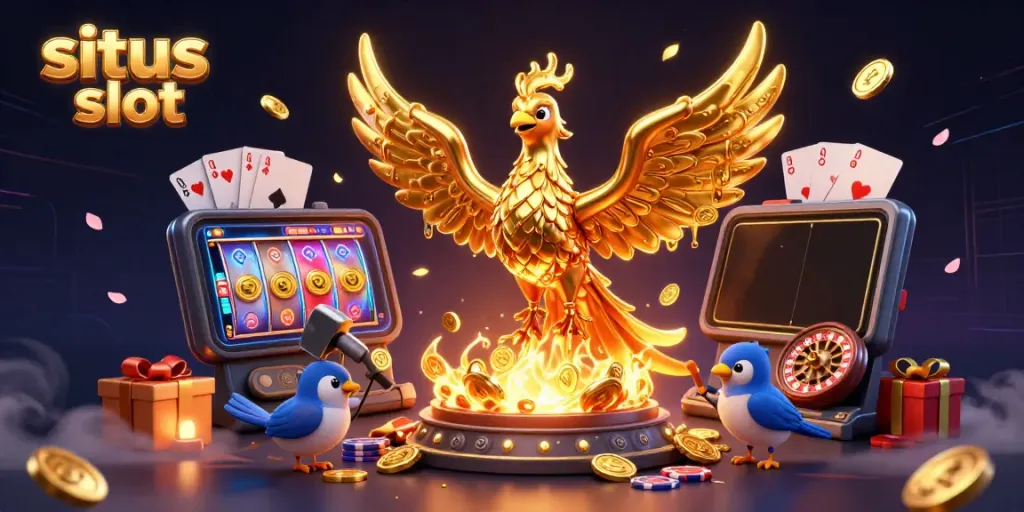 Experience exhilarating gameplay with situs slot featuring a golden phoenix and dynamic slot game elements.