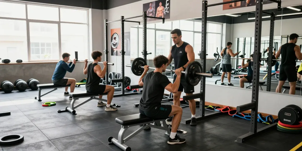 Utinon Steroids Shop mit Athleten beim Training im modernen Fitnessstudio