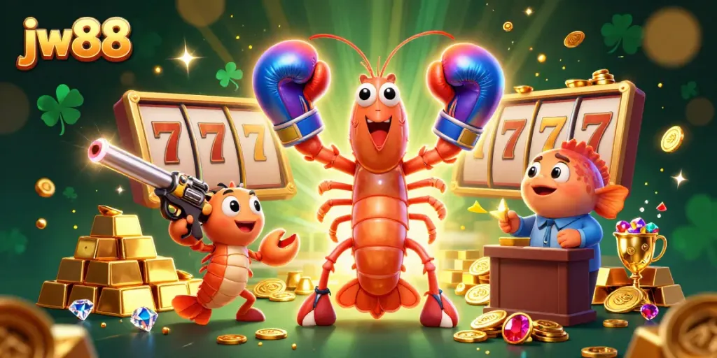 Engage in thrilling jackpots at jw88 with vibrant characters, spinning reels, and shimmering treasures.