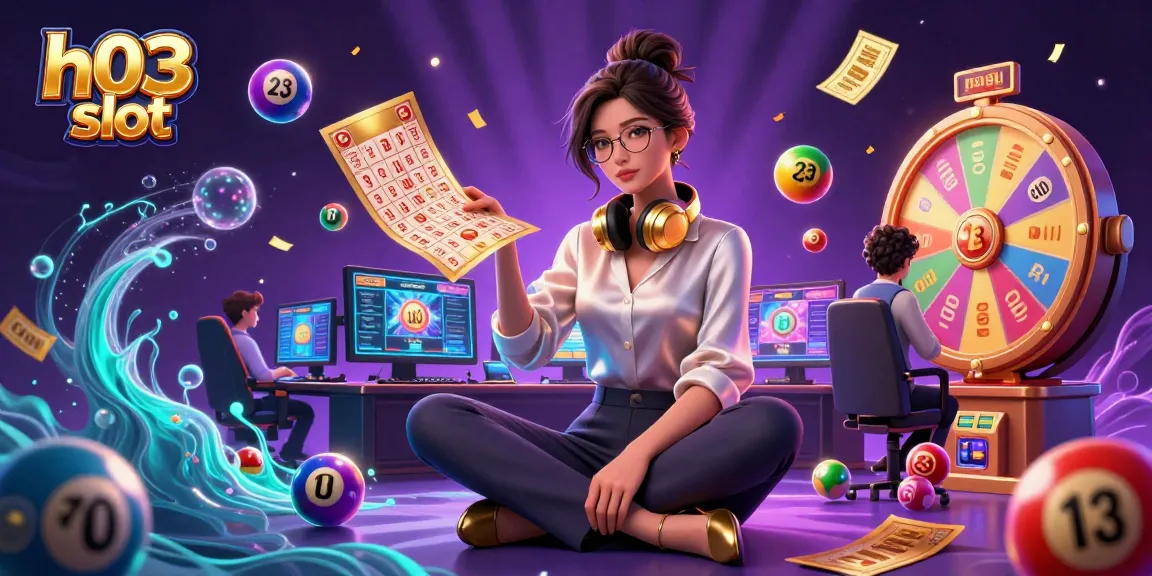 Rasakan kegembiraan dengan permainan slot h03, menampilkan gamer terampil di tengah elemen kasino yang berwarna-warni.