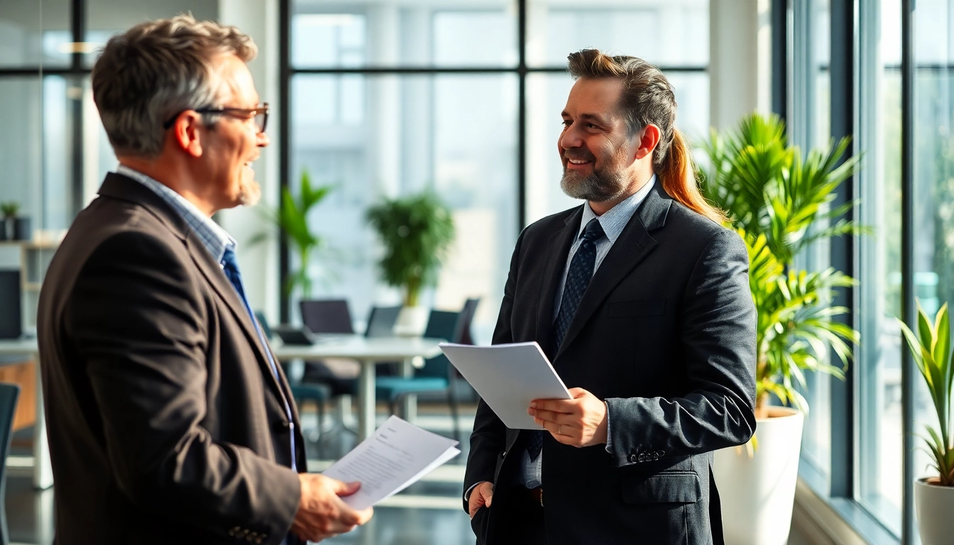 Headhunter führt ein Gespräch mit einem Kandidaten in einem modernen Büro.