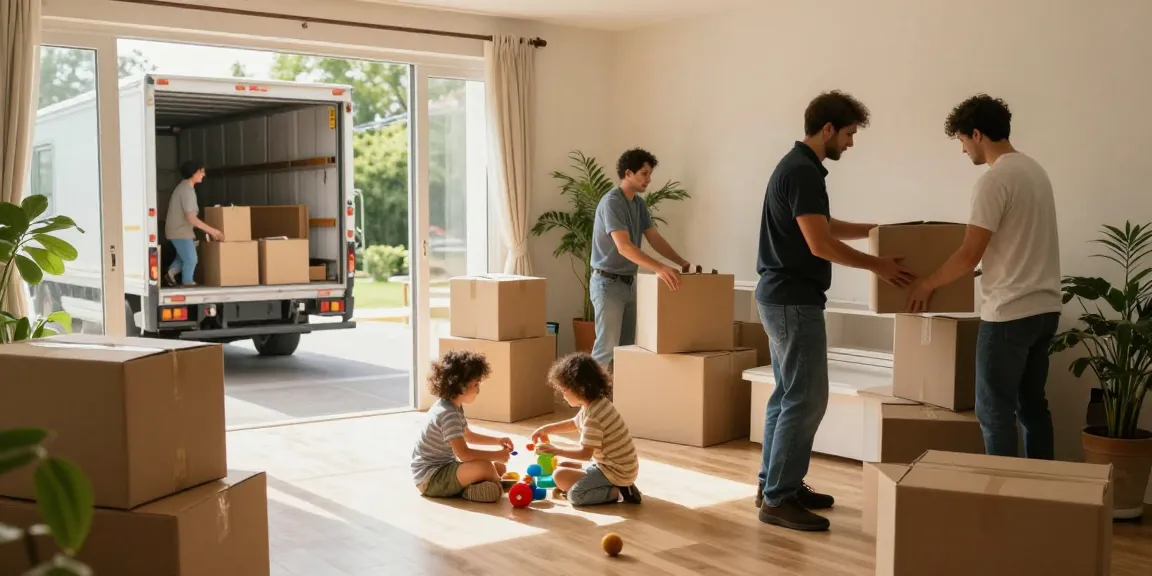 Umzugsfirma Konstanz: Professionelle Umzugshelfer organisieren den Umzug einer Familie in ein neues Zuhause.