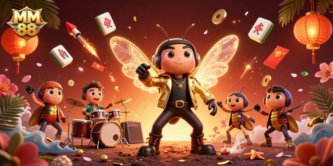 Experience MM 88 with vibrant 3D characters and engaging casino elements in this dynamic scene.
