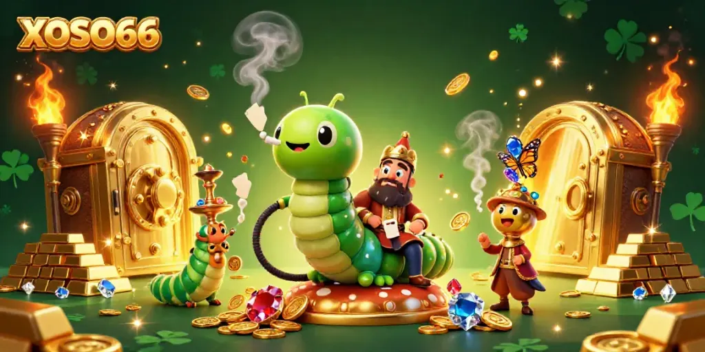 XOSO66 captures the excitement of casino gaming with a vibrant illustration featuring characters and rich visuals.