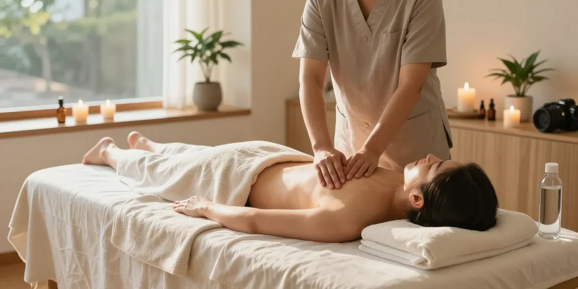 Relaxing 서울출장마사지 session in a tranquil home setting with calming elements.