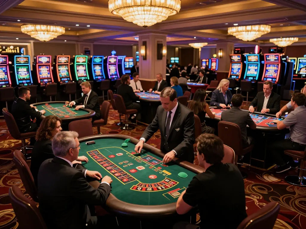 Engaging scene at the casino featuring players betting strategically at 33winn tables with vibrant decor.