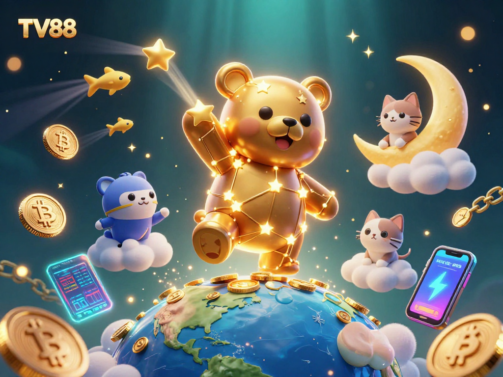 Experience thrilling gameplay at TV88 with a cosmic-themed casino adventure, featuring starry characters and crypto highlights.