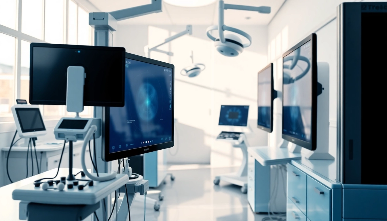 Veranschaulichung der deus medical-Technologie in einer modernen medizinischen Umgebung mit fortschrittlichen Geräten.