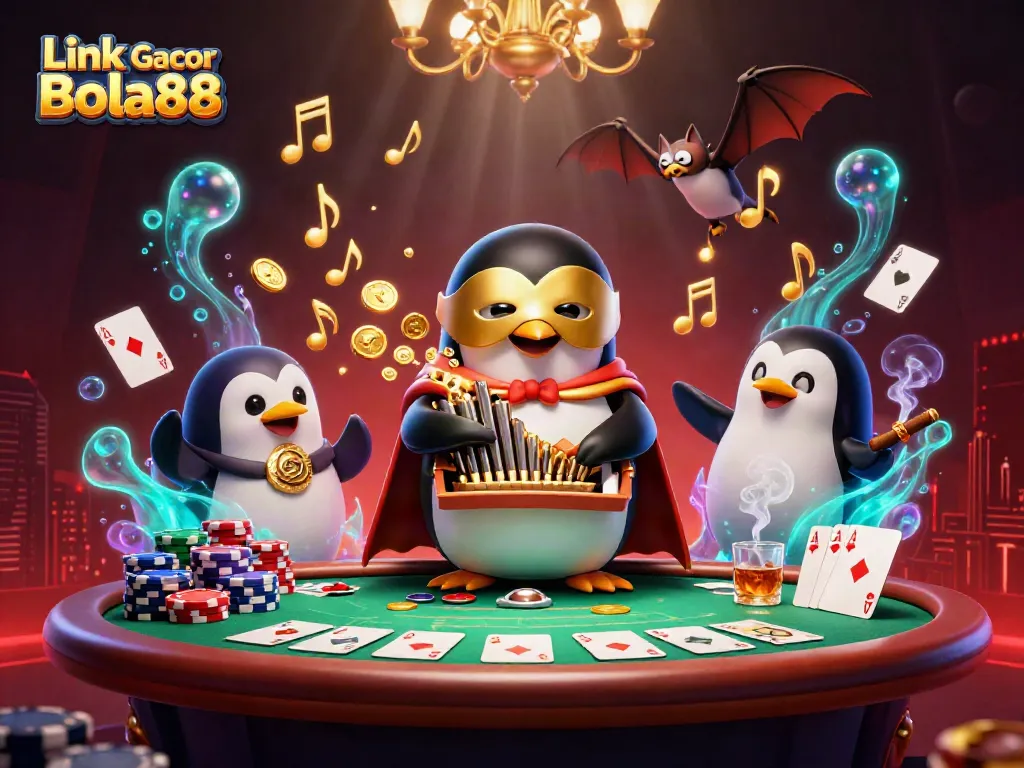 Experience the thrill of winning with Link Gacor Bola88 in this dynamic casino scene, featuring rich 3D elements.