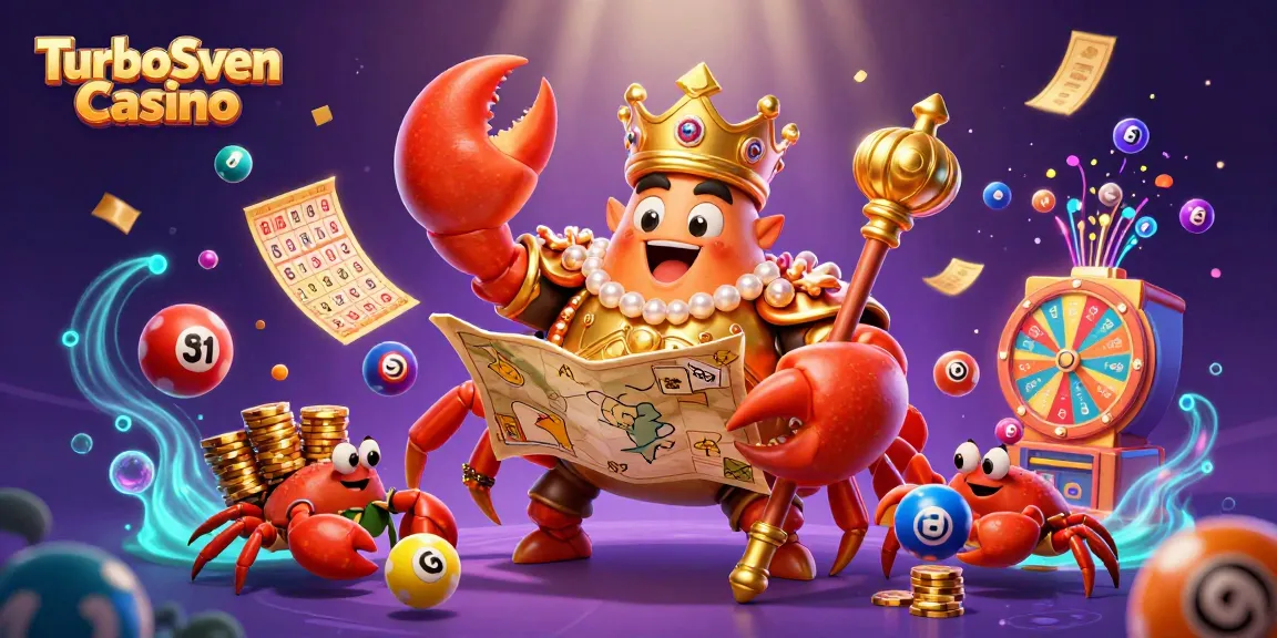 Erleben Sie TurboSven Casino mit einem goldenen Krabbenkaiser und Spielfreude durch Gewinnchancen.