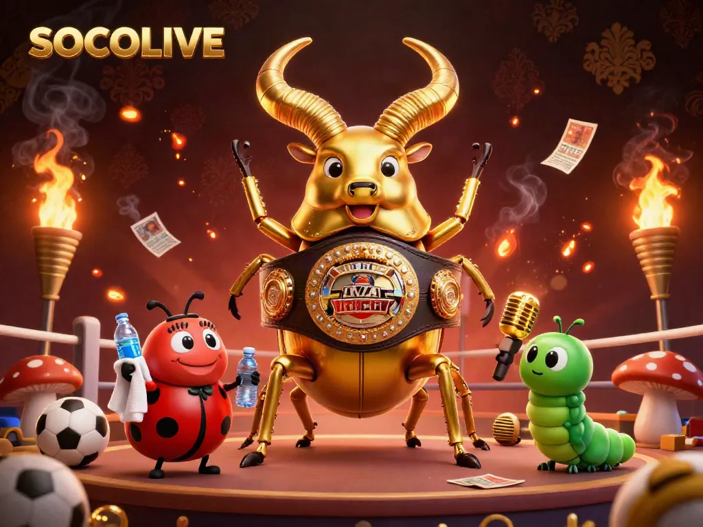 SOCOLIVE showcases an exciting sports betting scene featuring unique characters and vibrant gaming elements.