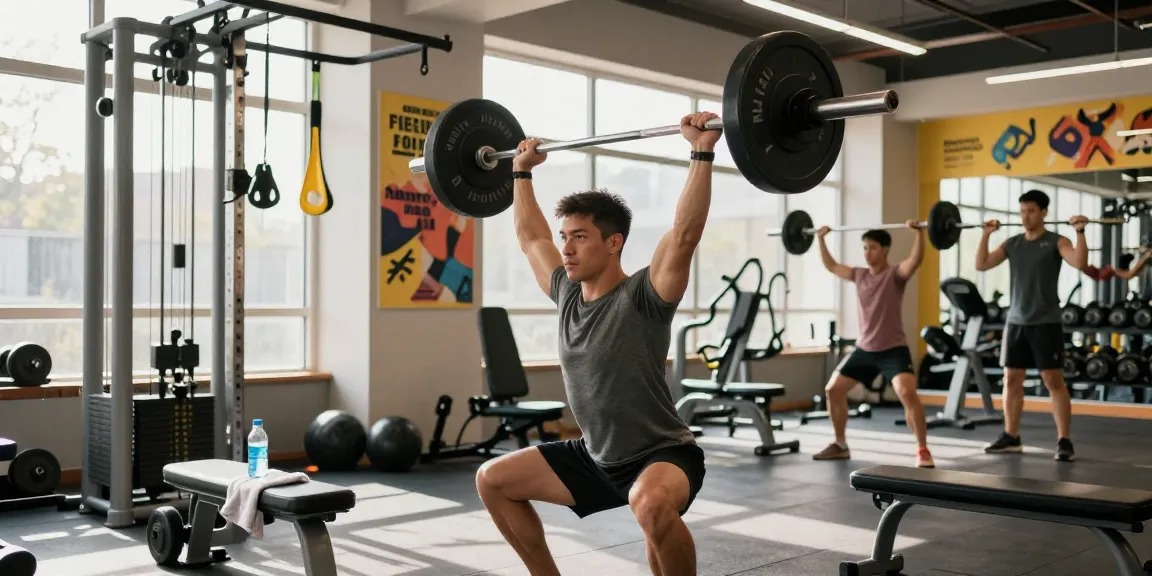 Anabolika Shop Deutschland bietet eine dynamische Fitnessszene mit Bodybuilder, der Gewichte hebt und motivierender Atmosphäre im modernen Gym