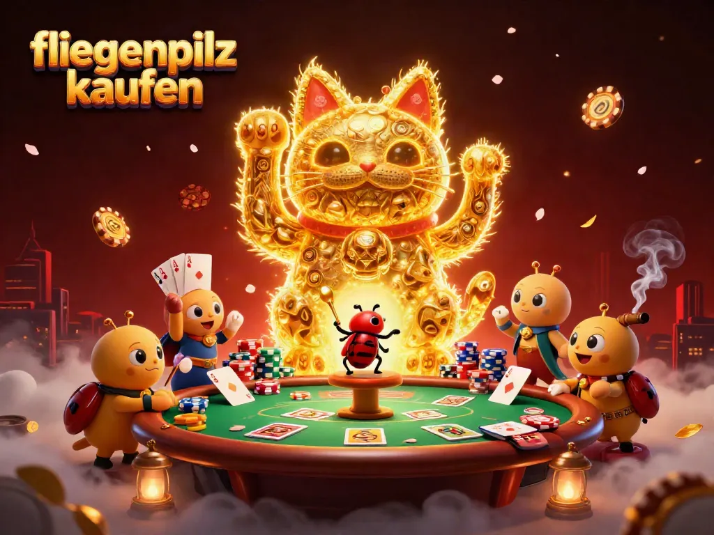 Fliegenpilz kaufen bietet erstklassigen Casino-Spielspaß mit goldenem Glückskatzen-Motiv.
