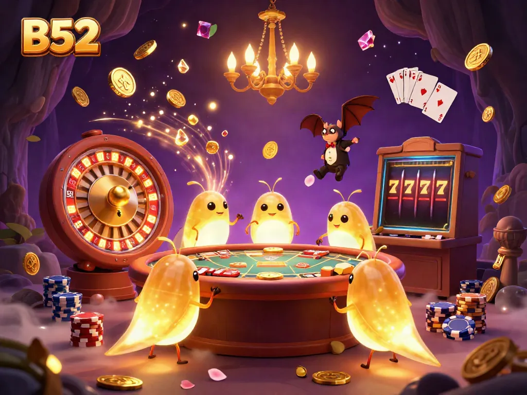 Experience thrilling gaming action at B52 as luminescent glowworms light up the casino with engaging games and vibrant atmosphere.