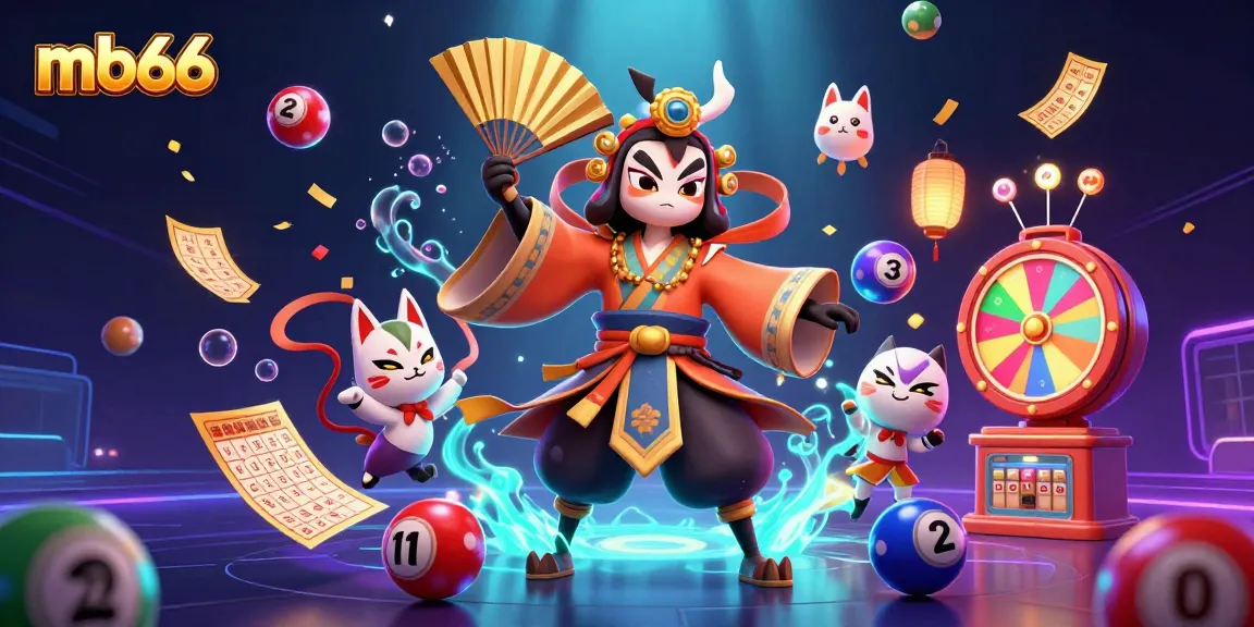 Engage with thrilling casino action at mb66 with a vibrant, festive atmosphere depicted in this 3D illustration.