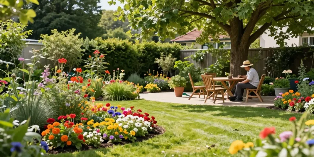 Gartenpflege in München durch opaluch-hausmeister.de mit blühenden Pflanzen und gepflegten Wegen