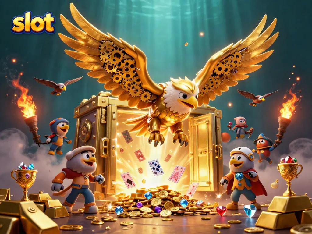 Experience the thrill of slots with a cybernetic eagle and dazzling jackpots!