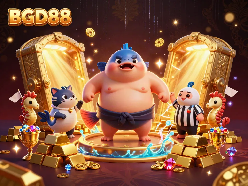 Engage in thrilling BGD88 gameplay with an underwater scene featuring a fugu in a sumo belt.
