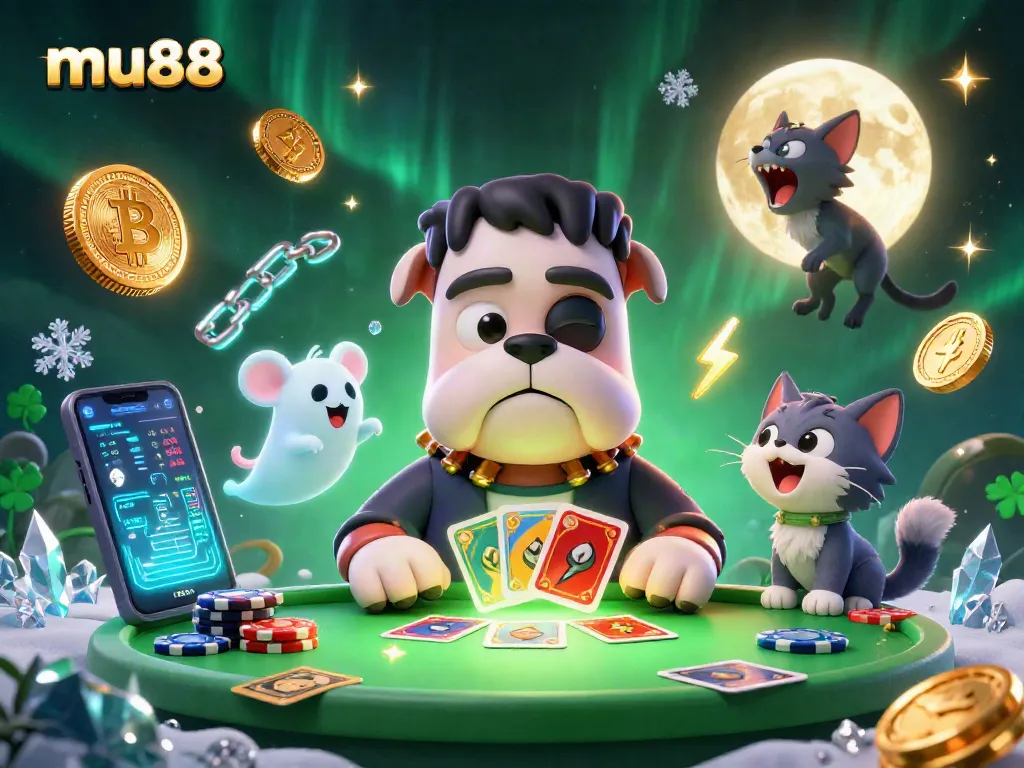 mu88 engaging in a lively card game with unique 3D characters and crypto elements for an interactive casino experience