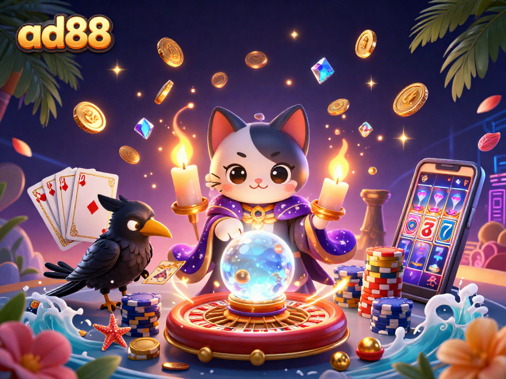 Experience the thrill of ad88 casino with vibrant 3D fortune teller and dynamic game elements.