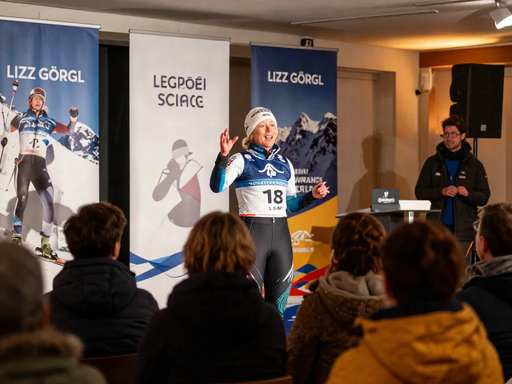 Lizz Görgl begeistert als Motivationssprecherin vor jungen Sportlern.