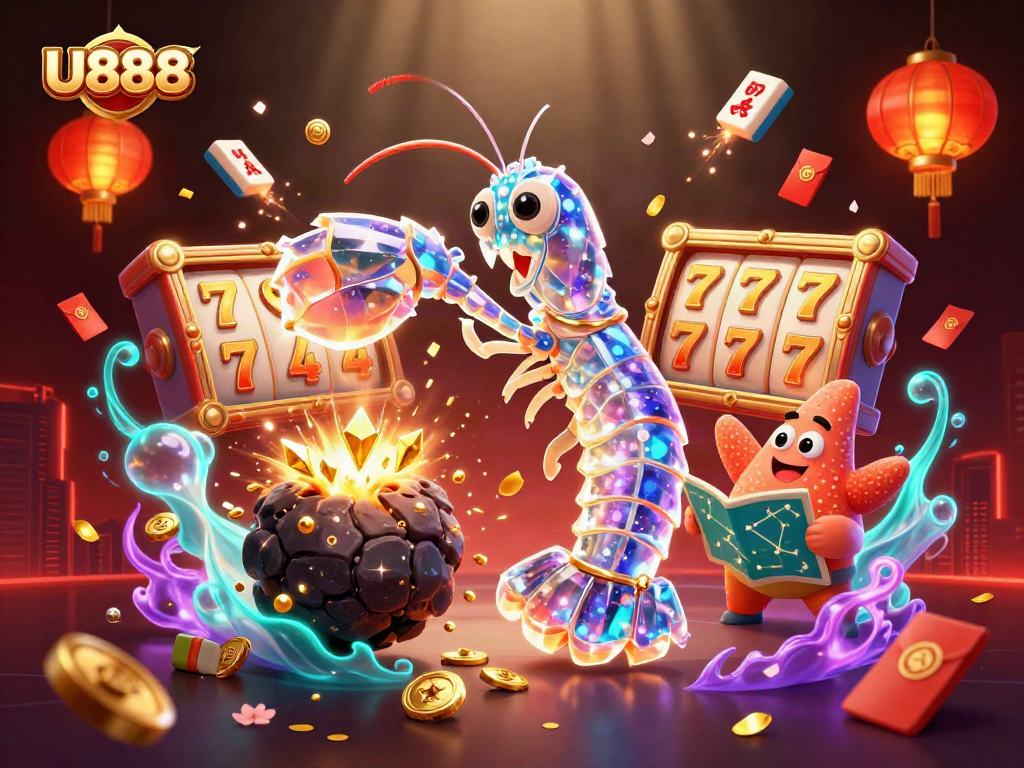 U888 sparks excitement with a galactic samurai and slot reels in a dazzling casino scene